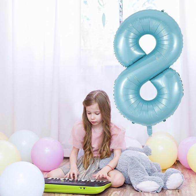 Light Blue Number 6 Balloon for Kids 6th Birthday, 40 Inch Large Pearl Baby Blue Number Foil Balloon, Mylar Self Inflating Helium 6 Balloon for Boys Men Birthday Party Anniversary Decorations Supplies
