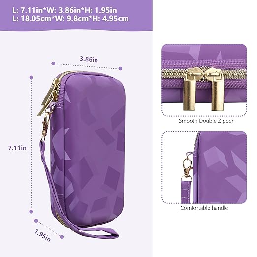 Supmay Hard Travel Case for My Arcade Data East Pocket Player, Portable Video Game System Handheld Game Protection Case with Mesh Pocket for Batteries and USB-C Cable, Purple