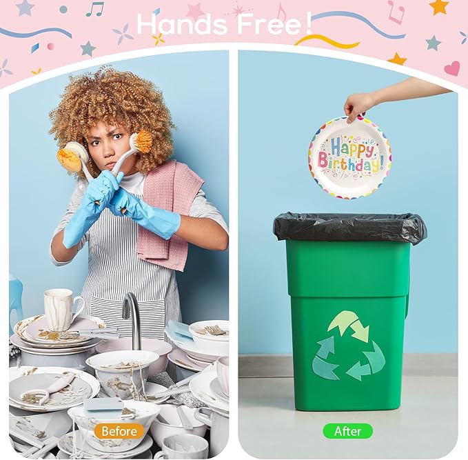 100Pcs Birthday Plates Party Supplies Happy Birthday Paper Plates Cups and Napkins for Baby Shower Kids Birthday Party Decorations, Serves 25