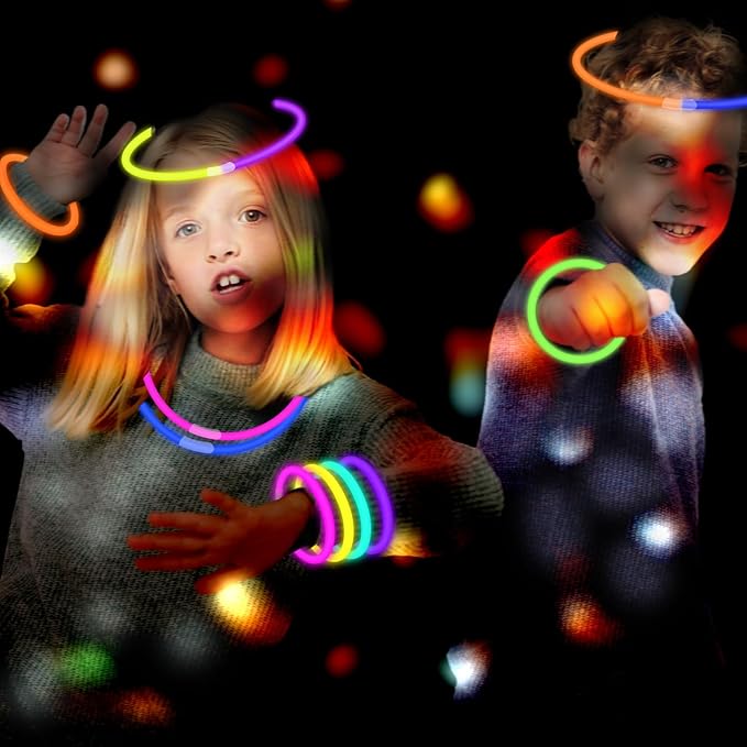 Glow Sticks Party Pack 8"-50, Light up Bracelets & Necklaces Accessories for Kids, Easter Neon Glow in the Dark Party Favor Supplies Decoration for Birthday Camping Wedding Dance Parade Throws