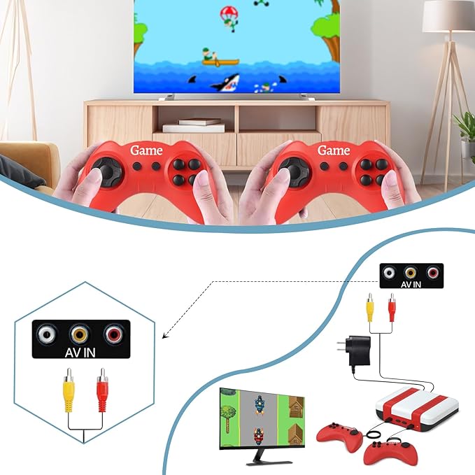 Classic Mini Retro Game Console - Built-in 328 Classic TV Games, Comes with 2 Controllers, AV Output, Plug and Play, Nostalgic Mini Arcade Electronic Toy, Boys and Girls Gifts