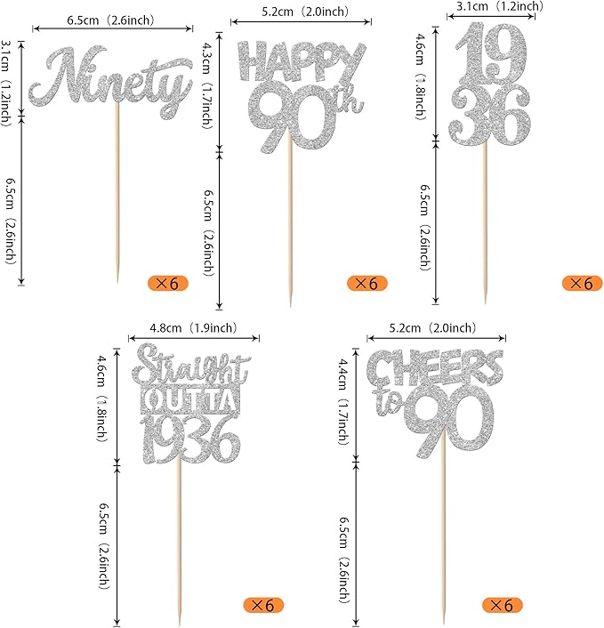30PCS 95th Birthday Cupcake Toppers Glitter Nighty Five Happy 95 Straight Outta 1931 Cupcake Picks for Cheers to 95 Fabulous 95th Birthday Anniversary Party Cake Decorations Supplies Silver