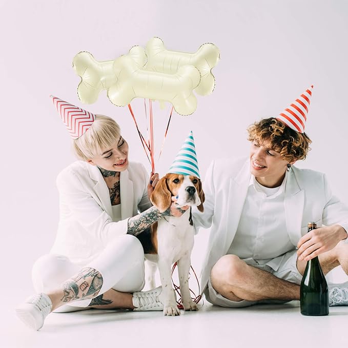 Gejoy 9 Pcs Dog Bone Balloons, Beige Aluminum Pet-themed Foil Bone Shaped Balloons Bulk, Pets Puppy Birthday Decorations Dogs Balloon for Pets Dog Birthday Party Decoration Supplies