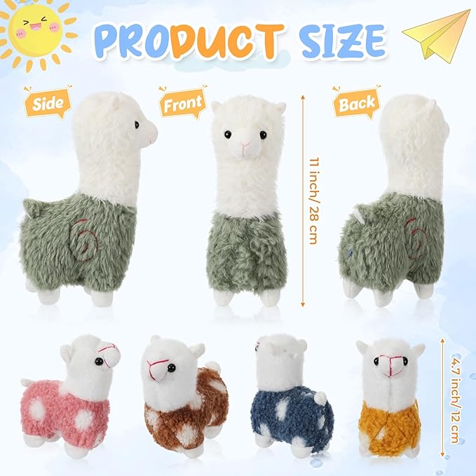 Civaner Llama Stuffed Animal with 4 Baby Llama Plushies Cute Alpaca Plush Set Soft Kawaii Alpaca Pillow for Kids Girls Easter Mother's Day Birthday Party Charity Donation Home Decor(Green)