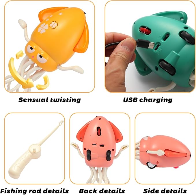 Electric Dancing Squid Toys，Automatic Obstacle Avoidance Sensor Toys Upright & Crawling Two Modes,Rechargeable Magic Dancing Music Squid for Kids Boy Girl Birthday Gifts (Green)