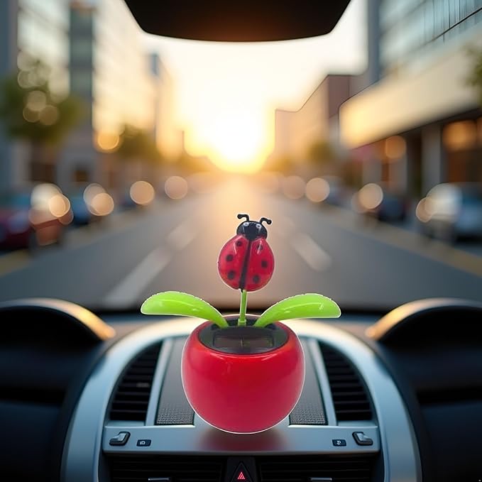 1 Pcs Red Solar Dancing Flower Car Dashboard Decorations - Funny Solar Powered Dancing Flower Pot Car Ornaments Flower Swinging Decoration for Car Decor,Solar Power Kits Learning and Education