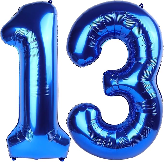 Balloons Number 40 Inch, Large Dark Blue Number 13 Balloon Party Decorations for 1 3 31 Birthday Memorial Day, Foil Balloon for Outdoor & Indoor Wedding Supplies