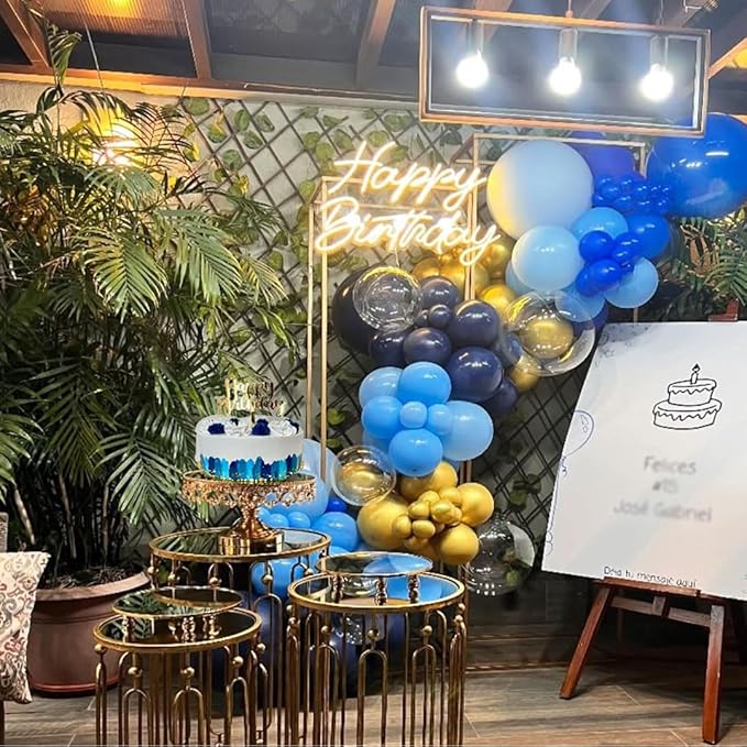 Navy Blue Gold Party Balloons, 50 Pcs 12 inch Blue Gold Balloons Metallic Blue Balloons For Graduation Wedding Bridal Showe Party Decoration