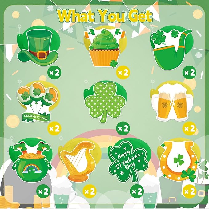 40Pcs St. Patrick's Day Hanging Swirl Decorations, Irish Lucky Shamrock Clover Ceiling Hanging Swirls St. Patrick's Day Foil Swirls Streamers for Irish Saint Patrick Party Decorations