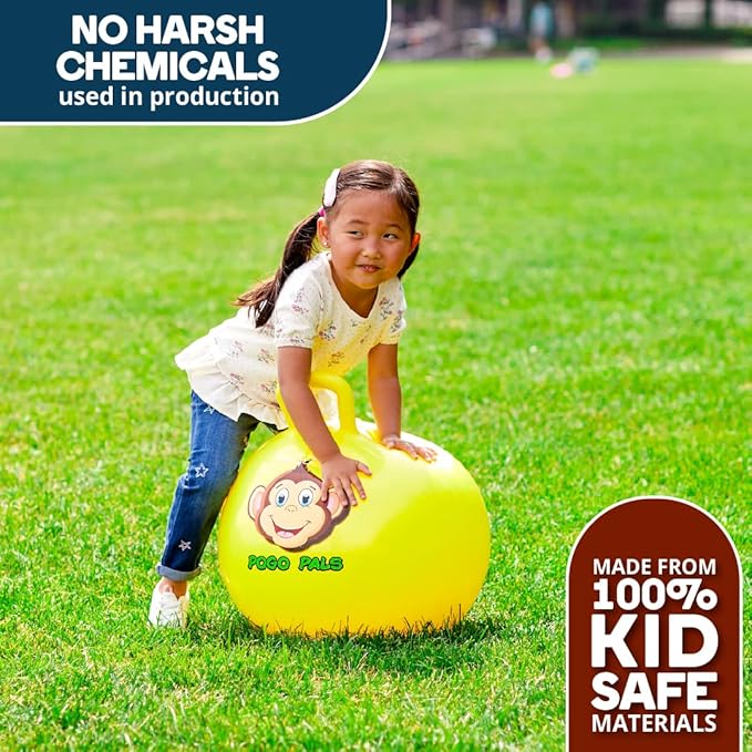 Flybar Hopper Ball for Kids, Inflatable Bouncy Ride-On Ball w/Handle for Indoor & Outdoor Active Play, Includes Pump, Jump Ball Toy for Boys & Girls, Supports Up to 165 lbs, Ages 3+, 18-Inch, Small