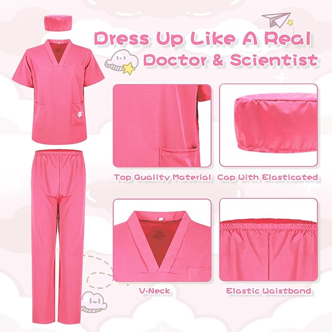 Kids Nurse Costume Doctor Costume Dentist Costume For Kids Play House Pretend Play Dress Up Party