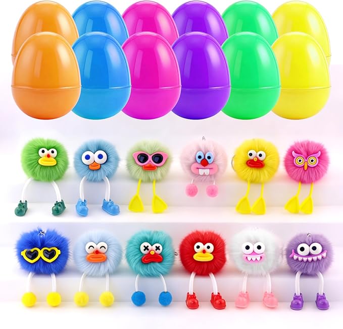 Zhazieon 12PCS Party Favors Kids Keychains - It Comes With 12Pcs Easter Eggs,Fun Keychain Cute for Boys Girls Easter Basket Stuffers Party Favors Easter Egg Fillers Hunt