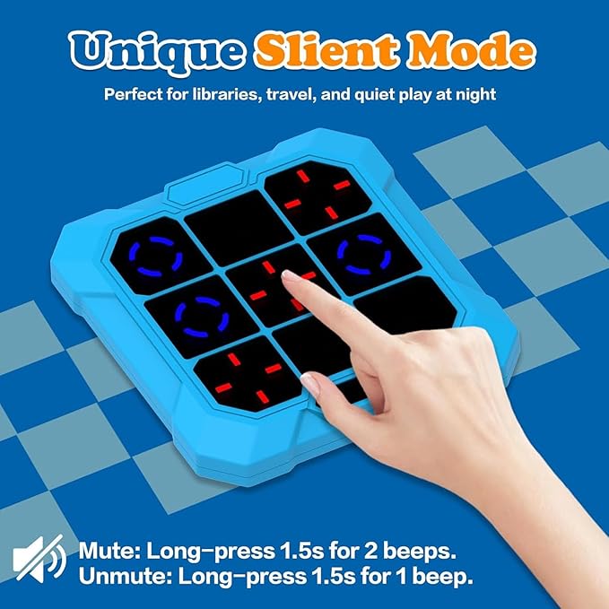 ASHATA 6 in 1 Electronic Toe Game, Handheld Toe Bolt Game with ilent Mode Memory Brain Gaming, 200mah Rechargeable, for 6-12 Years Old Kids Adult (Blue)