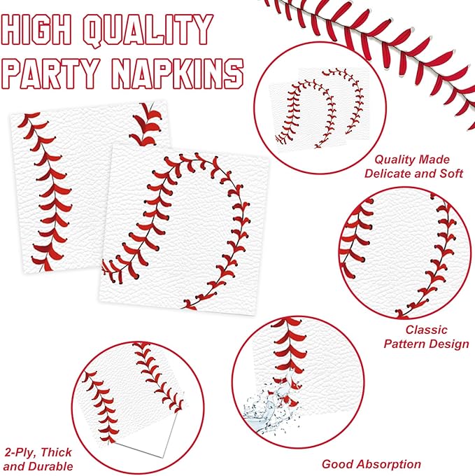 140 PCS Baseball Birthday Decorations, Baseball Party Supplies Includes Plates, Napkins, Cups, Cutlery for Baseball Party Decorations, Serve 20