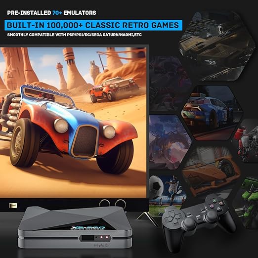 Kinhank 2026 Upgrade Retro Game Console,Super Console X2 PRO Emulator Console with 37,000+ Classic Games,Retro Gaming Console with EmuElec 4.6 &Android 9.0,4K UHD Output,2.4+5G WIFI,BT 5.0