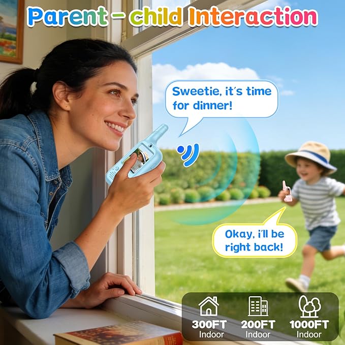 Video Walkie Talkies for Kids – Rechargeable Kids Walkie Talkies 2 Pack with Voice Changer & Cartoon Avatar, 1000 ft Range, Fun Toys for Outdoor Camping, Hiking, Birthday Gift for Boys Girls Ages 3-12