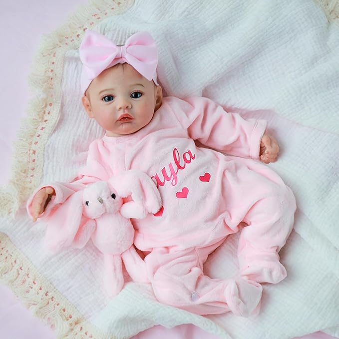 WOOROY Lifelike Reborn Baby Dolls - 18 Inch Real Baby Doll Girl Vinyl Body Realistic Newborn Real Life Baby Dolls with Open Eyes, Handmade Poseable, Gift with Doll Accessories for Kids 3+
