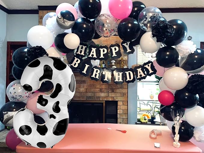 40 Inch Number 8 Balloon, White Black 8 18 28 80 Birthday Balloons for Men Boys, 8th Birthday Decorations Party Supplies, Wedding, Graduations