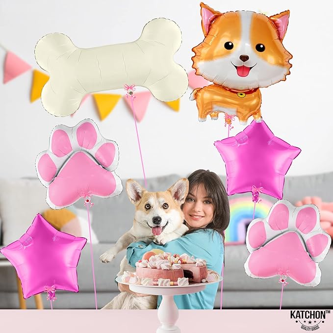 KatchOn Dog Balloon for Party - 28 Inch, Pack of 6 | Paw Balloons, Birthday Decorations | Party Supplies | Puppy Decorations
