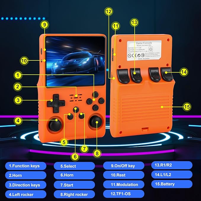R40S Pro Handheld Game Console, Over 30,000 Pre-Installed Games, More Than 20 Retro Emulator Systems, 3.5 inch IPS Full-View HD Screen，256GB (Yellow)