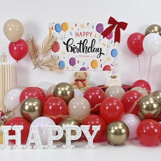 Red White Gold Balloon, 60 Pack 12 Inch Red Gold Balloon for Mother's Day Valentine's Day Women Birthday Wedding Bridal Shower Christmas Xmas Party Decorations