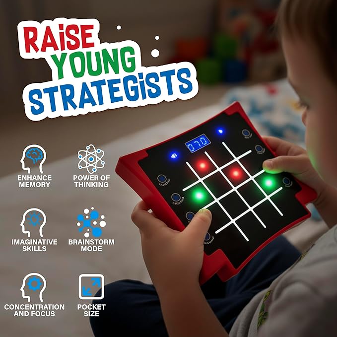 Electronic Light-Up Activity Pad for Kids Ages 6-12+ | 8-in-1 Handheld Game | Brain & Memory Games | Great Gift Ideas for Boys and Girls. Focus Training | Educational Travel Toy
