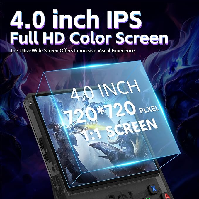R36MAX Retro Handheld Game Console, Portable Retro Gaming Console 4.0'' IPS HD Screen and Linux System, Support 30+ Emulator and 64GB TF Card Video Game Consoles, 4000mAh Battery (Black 64GB)