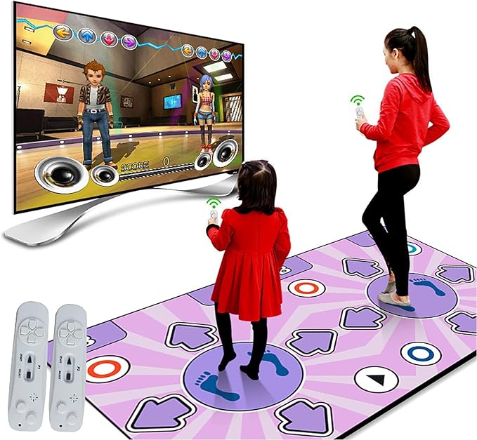 Fabater Wireless Electronic Dance Mat for TV Gaming, Non-Slip Double User Dance Pad with Music & Fitness Games, Interactive Step Mat Family Fun, Portable Dance Floor for Boys Girls Gift