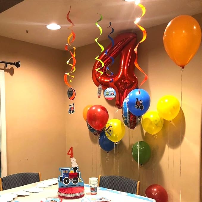 Red Number Balloons, 40 Inch 0-9 Set Number Balloons for Women Men Birthday, Self Inflating Large Balloon with Foil for 4th Birthday Party Decorations Anniversary Party Decor Girls Boys Supplies
