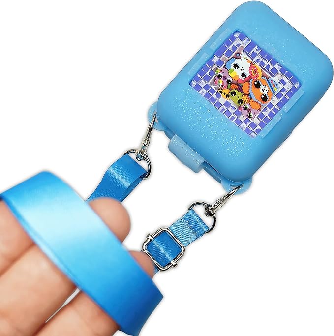 Silicone Case for Bitzee Interactive Toy Digital Pet Case, Protective Skin Cover for Bitzee Virtual Electronic Pets Lanyard Accessories (Blue)