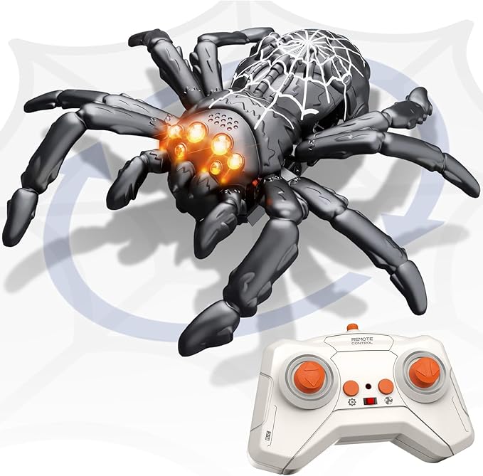 Wall Climbing Spider, Rechargeable Remote Control Spider Kids Toys, Floor/Wall Crawling Robot Spider Toy, Wall Crawler Spider Prank Toys Birthday Gifts for Boys Girls Ages 3-5 5-7 8-13, Black