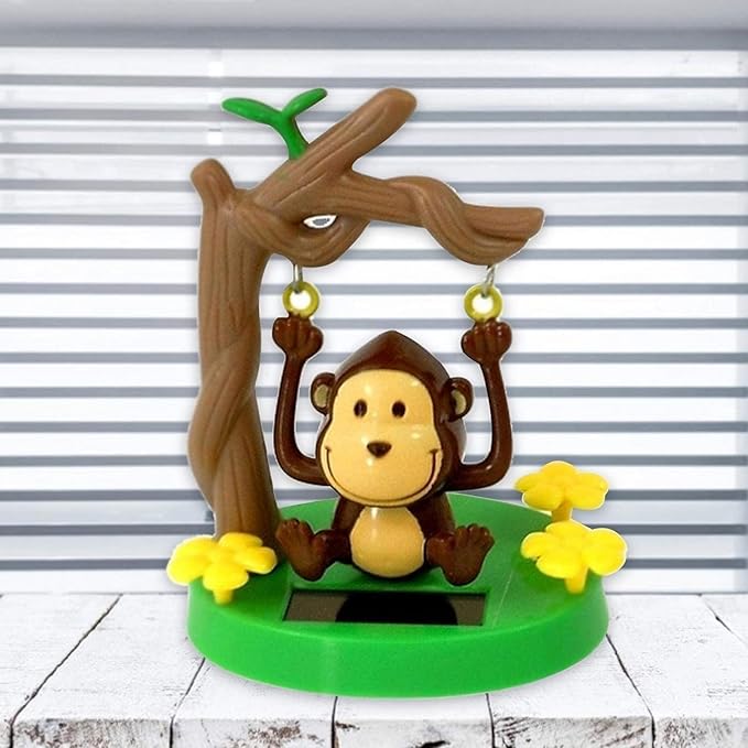 Brown Cute Solar Powered Dancing Monkey,Solar Monkey Swinging Animated Bobble Dancer,Solar Powered Car Dashboard Interior Decoration Desktop Ornaments Dancing,Solar Power Kits,Learning and Education