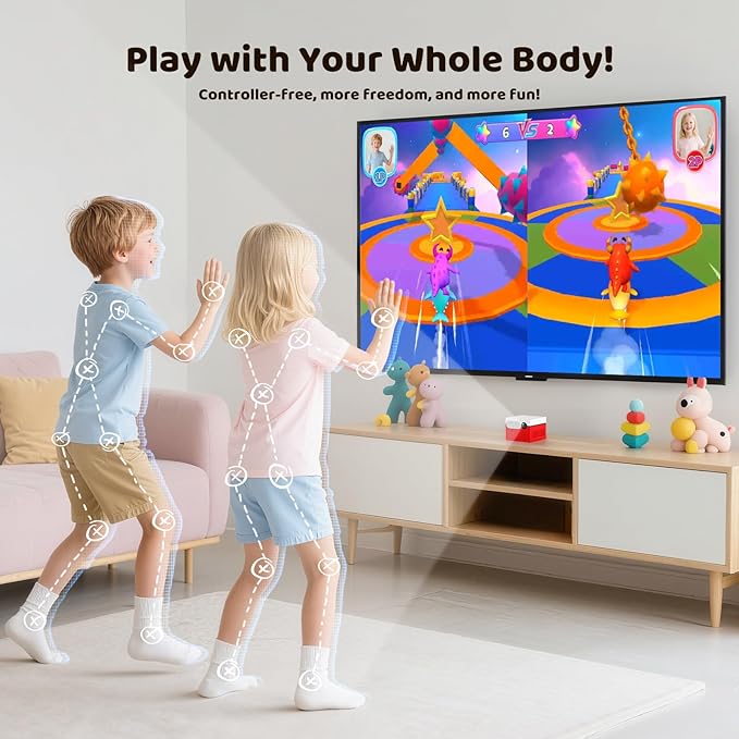 Kinhank MotionX Active Game Console with 40 Video Games for Kids&Family,Plug&Play AI Motion Game Consoles,Dynamic Updates,No Subscription,CPC-Certified,Great for Gaming Nights,Parties,Indoor Play