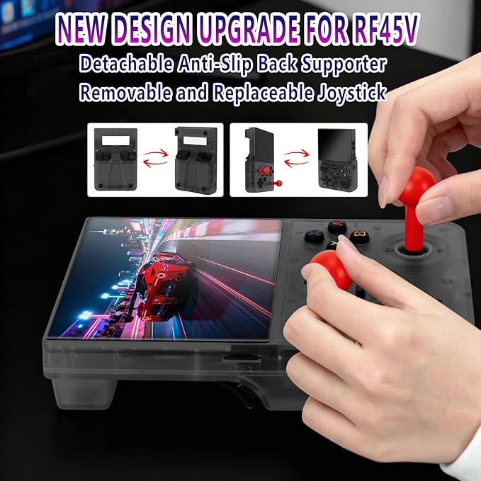 2026 NEW Upgrade RF45V Retro Handheld Game Console - 4.5 Inch Ultra-Large Screen,Support 18000+Classic Games,64G TF Card,4000mAh Battery,Linux System,Birthday Gift for Adult or Friends-Black
