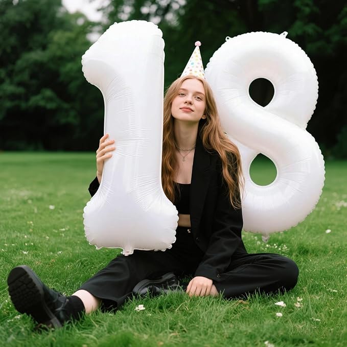 40 Inch Number Balloon White 8 Balloon Party Decorations 8 18 28 80 Giant Jumbo Foil Balloons 80th 88th Men Women for Birthday Anniversary Party Supplies