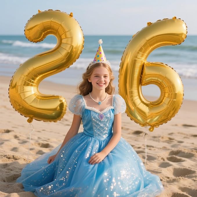 40 Inch Gold Balloon Number 26 Balloon,Jumbo Mylar Foil Helium Balloon for 26 Birthday Digital Balloons for Birthday Party,Wedding Anniversary Party Decorations