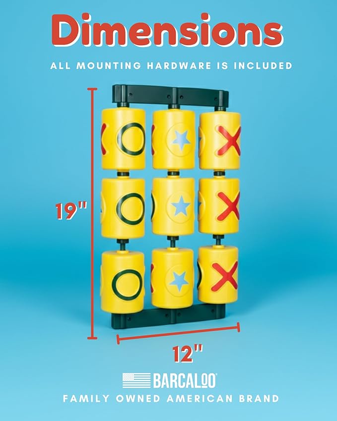 Barcaloo Tic Tac Toe Spinner Activity Panel - Swing Set Accessories - Playground Accessories for Kids Outdoor - Treehouse and Playset Equipment Attachments - Outdoor Tic Tac Toe Set - 12x19 - Yellow