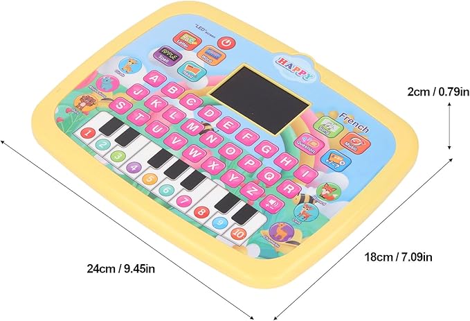 French Learning Tablet,LED Screen French Learning Machine Children Early Education Toy Interactive Pad Reading Machine for Kids (Yellow)