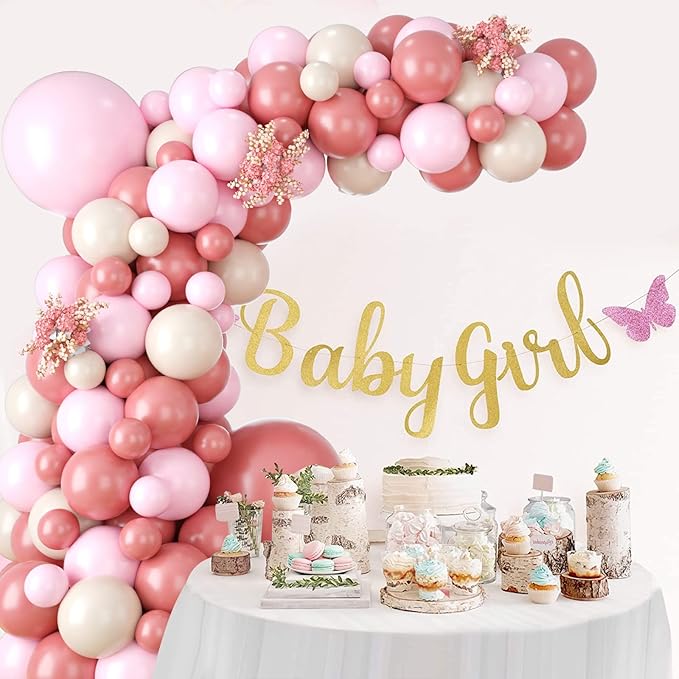 Pink Apricot Balloon Garland Arch Kit,Retro Pink Macaron Pink Apricot Latex Balloons for Baby Shower Wedding Birthday Graduation Anniversary Bachelorette Party Background Decoration