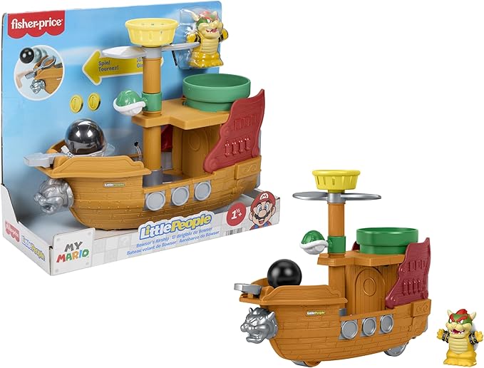 Fisher-Price Little People Toddler Toy My Mario Bowser’s Airship Playset with Figure for Preschool Pretend Play Kids Ages 18+ Months