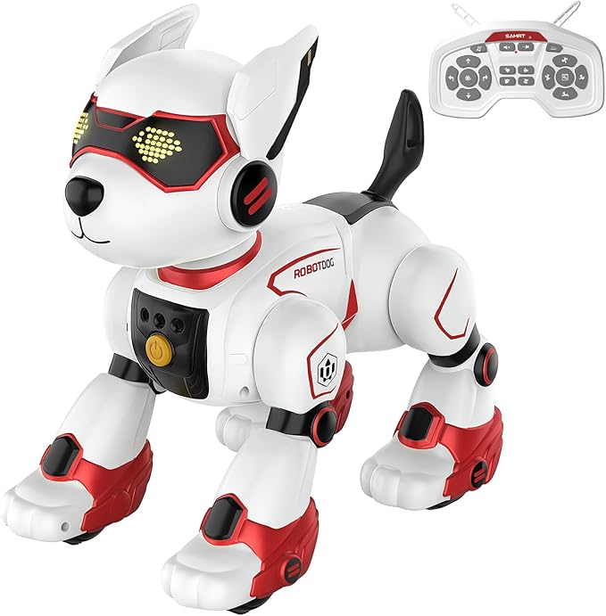 PeachLeaf Robot Dog Toy for Kids, Programmable Interactive RC Pet with Voice Control & Touch Sensor, Imitates Animal Sounds, Plays Music, Dance Modes, Robotic Puppy Toy for Kids Boys & Girls (Red)