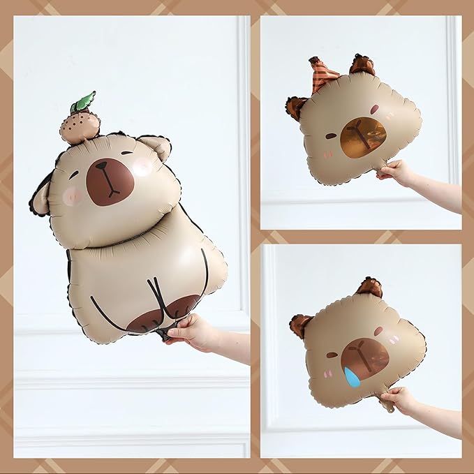 Capybara Birthday Decorations, 171pcs Brown Orange Beige Daisy Balloon Arch with Cute Animal Foil Balloons for Capybara Party Supplies Gender Reveal Baby Shower Kids Birthday Party Decor