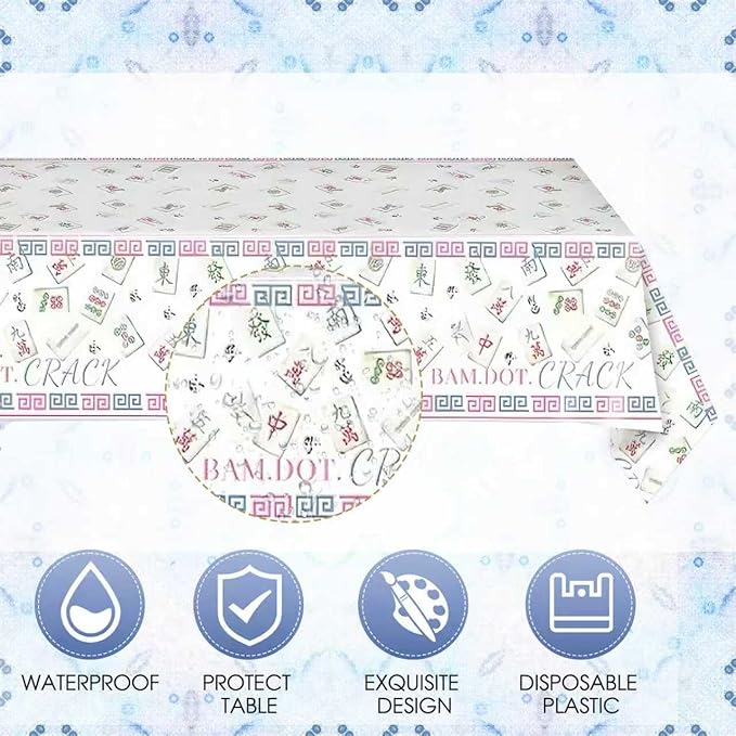 Mahjong Party Decorations 41PCS Mahjong-Themed Paper Tableware Includes Mahjong Plates and Napkins,Tablecloth Dinnerware Set for Home Kitchen Table Decor Special Events Game Night Party Supplies