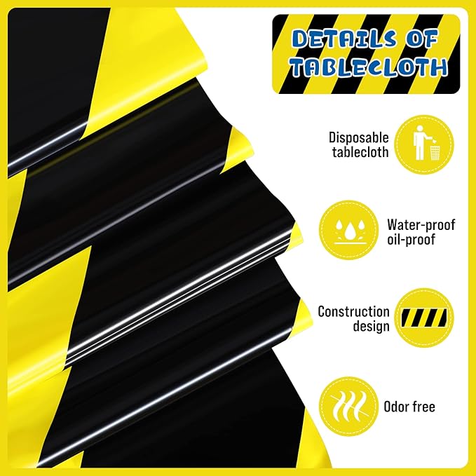 3 Pcs Construction Tablecloth Black Racetrack Party Tablecover for Kids Racing Car Theme Birthday Party Supplies Runner Plastic Rectangular Table Cover Table Decorations for Birthday Supplies