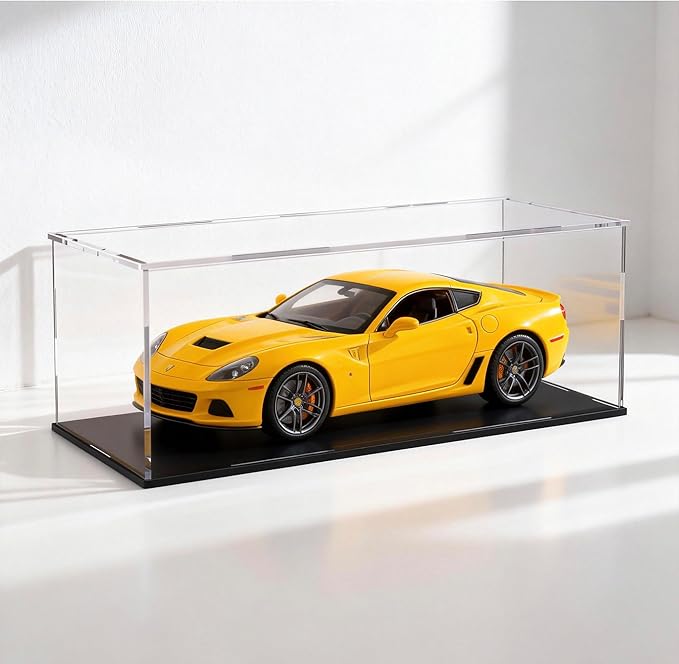 Acrylic Display Case, Clear Acrylic Display Box with Matte Base, Dustproof Collectible Storage Cases, DIY Easy Assembly Showcase for 1: 24 Car Models, Collectibles, 10 x 5 x 5 inch