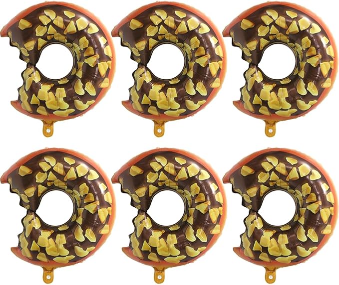 Big Chocolate Donut Balloon Donut Time Decoration For Birthday Baby Shower Wedding Holiday Hawaiian Tropical Grow Up, 6 Pack Sweet Candy Nut Doughnut Balloons Sweet Cake Sweetmeat Candy Party Supplies