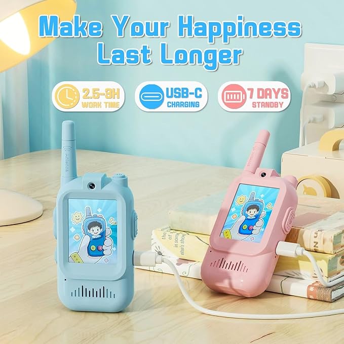 𝟮𝟬𝟮6𝗡𝗲𝘄 Kids Video Walkie Talkie, Upgraded Version 2 Pack Rechargeable Kids Video Walkie Talkie, Indoor Outdoor Family Toy, Camping, Hiking, Suitable for Boys and Girls
