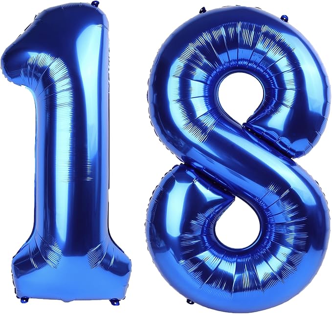 40 Inch Navy blue Number 18 Digital Balloon,Jumbo Mylar Foil Helium Balloon for 18 Balloons for Birthday Party,Wedding Anniversary Party Decorations