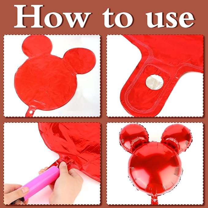 20 Pcs 18 Inch Mouse Head Foil Balloons Colorful Mouse Birthday Mylar Balloons Party Supplies Mouse&Number Aluminum Foil Balloon for Kids First Birthday Baby Shower Theme Party Decoration Photo Props