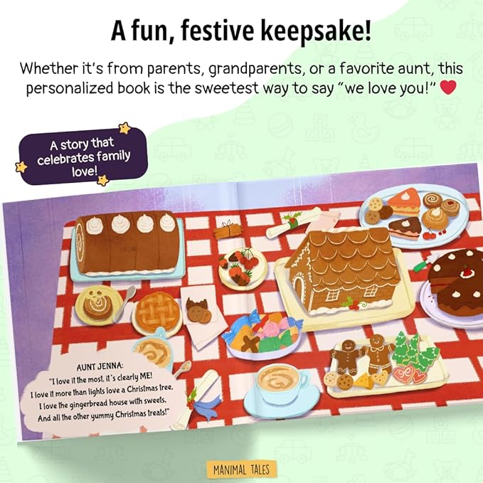 Personalized Christmas Book for the Entire Family – We Love Christmas the Most! – Custom Family Name Holiday Story for Kids, Parents & Grandparents to Read Together - Manimal Tales (8.5" x 8.5")